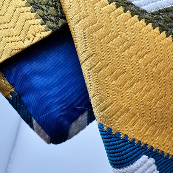 Lanvin premium fabric Abstract Tie โ Yellow, Blue, Green 1970s - Picture 5 of 6